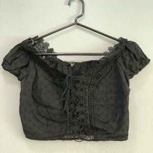 Cute Black Crochet Top